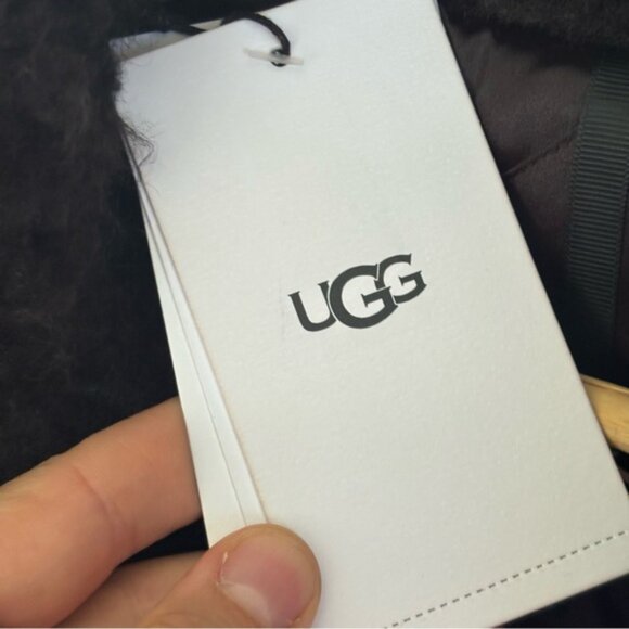 UGG Maeve Sherpa Teddy Jacket Women’s Medium Black Oversized Collar Full Zip NWT - Picture 4 of 10